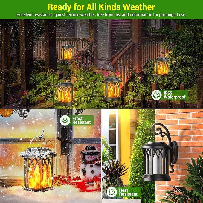 KOOPER 6 Pack Solar Lantern Outdoor Lights, Upgraded Flickering Flame Solar - Image 5