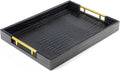 ATZYmolin 17"x12" Leather Serving Tray, Polished Metal Handles, Coffee Table by ATZYmolin