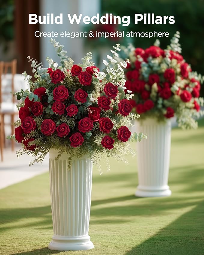 InnoGear Red Roses Artificial Flowers 50 Pcs Fake Velvet Silk Rose Floral | Bulk - Image 5