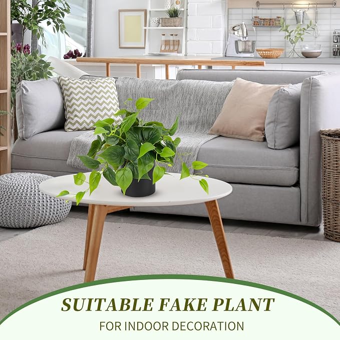 JPSOR Artificial Indoor Plants for Home Decor, 12 inches Pothos in Black - Image 5