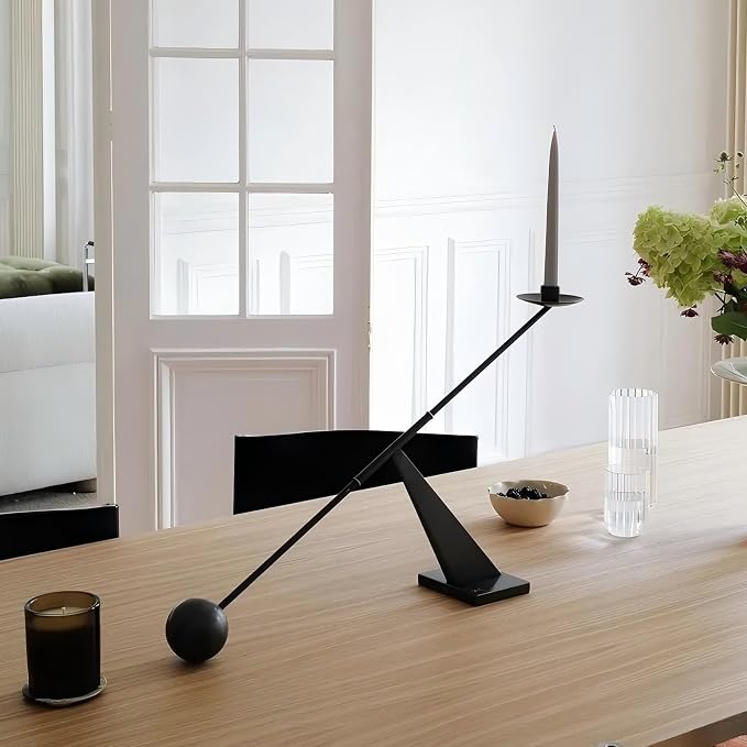 Black Metal Modern Candle Holder Candlestick Holders Decorative Candle Stand - Image 9