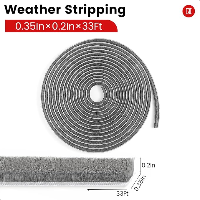 Topivers Weather Stripping Door Seal, 0.35 in x 0.20 in x 33 Ft | Strong - Image 2