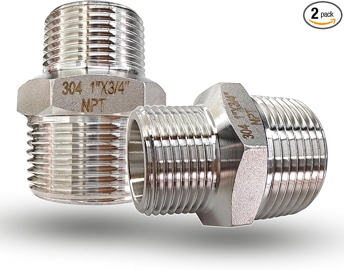 1" to 3/4" Male NPT Hex Reducing Nipple Fitting Adapter, 304 Stainless Steel 1 by PipeFloProonline
