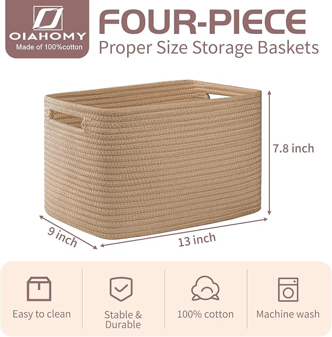 OIAHOMY 4 Pack Storage Baskets for Organizing 15L Cube Storage Bins Yellow | - Image 2