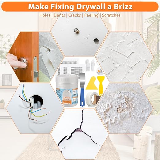 Dry Wall Patch Repair Kit, 22OZ Spackle Wall Repair Paste White Putty - Image 5