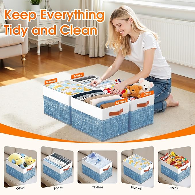 Collapsible Storage Baskets for Shelves, 8 Pack Foldable Fabric Storage Bins - Image 3