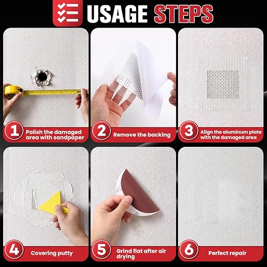 Drywall Repair Kit 30 Pack, 2/4/6/8 inch Drywall Repairs Patch, Dry Wall Patch - Image 5
