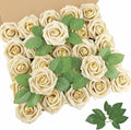 AmyHomie Beige Rose 25pcs Real Looking Artificial Flowers w/Stem | Bouquet by AmyHomie