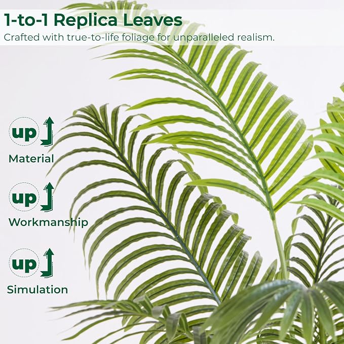 6FT Tall Artificial Palm Trees, Tropical Areca Palm | Potted Faux Plant - Image 3