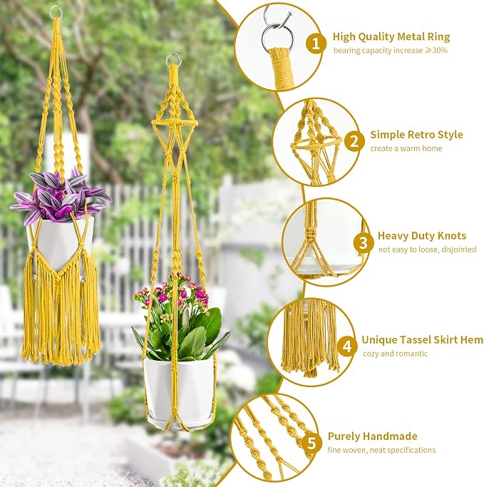 SFENNGPET Macrame Plant Hangers, handmade macromay plant hangers, indoor flower - Image 2