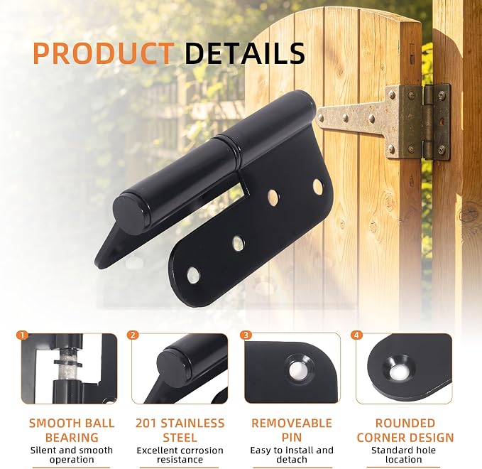6-Pack Black Heavy Duty Lift Off Hinge, Thickness 2.8mm Left & Right Hinges - Image 3