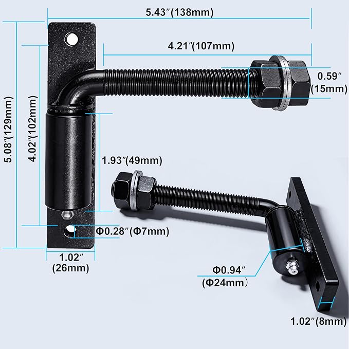3/4'' J Bolt Gate Hinge, Farm Fence Hinge, 180 Degree Adjustable - Image 3