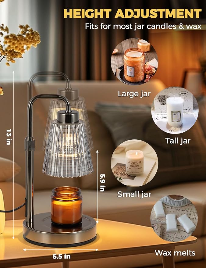Gray Candle Warmer Lamp with 24h Cycle Timer, Dimmable Wax Melt Warmer | 24h - Image 5