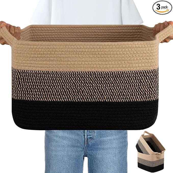 OIAHOMY Woven Storage Basket, Cotton Rope Baskets by MasterofSpaceOptimization