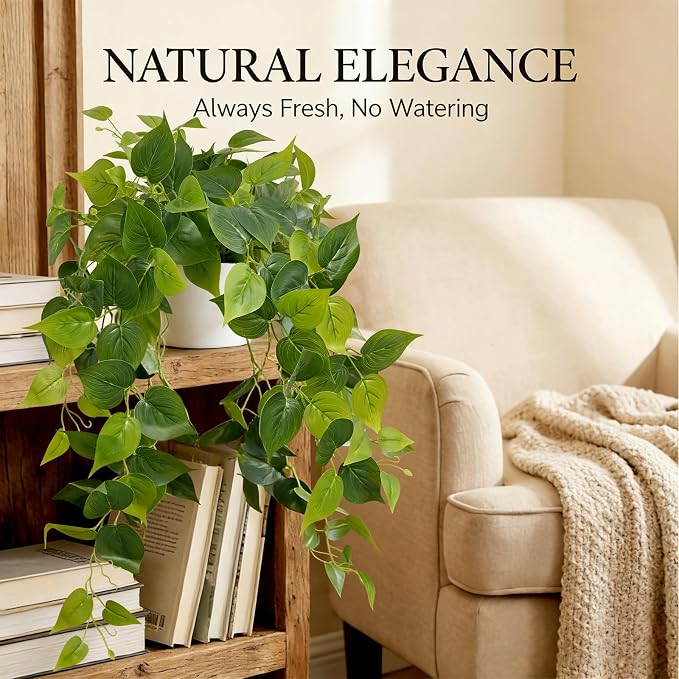 Fake Plants, Artificial Plants Indoor, Realistic Durable, Fake Pothos - Image 2