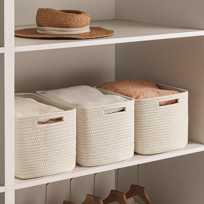 4 Pack Storage Baskets for Organizing, Woven Baskets for Shelves, Woven Basket - Image 5