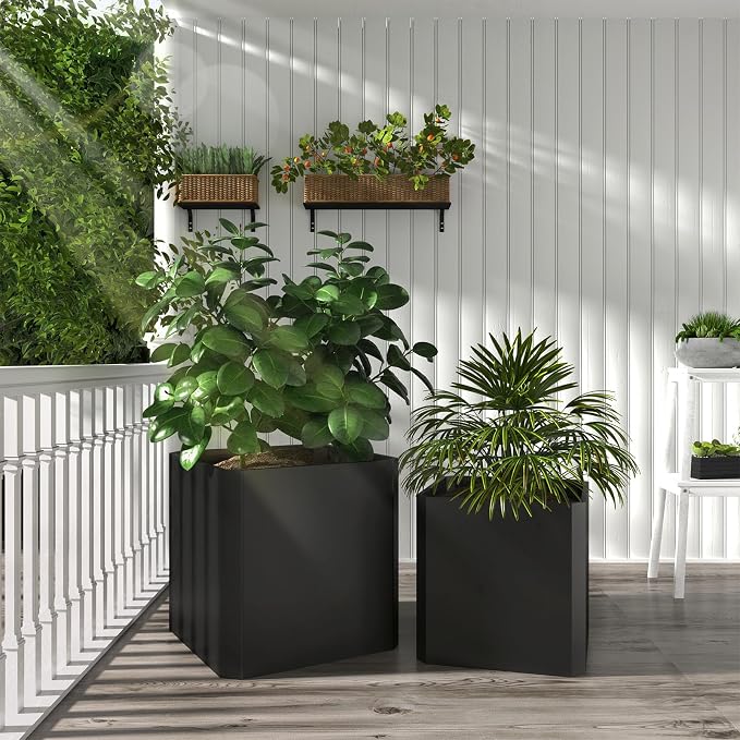 Metal Planter Box 24”L x 24"W x 24"H Large Square Steel Planter Box | Outdoor - Image 2