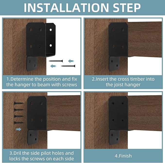 16pcs Black Caps Tie Bracket for 2x4 Post, Post Anchor Connector Carbon Steel - Image 7