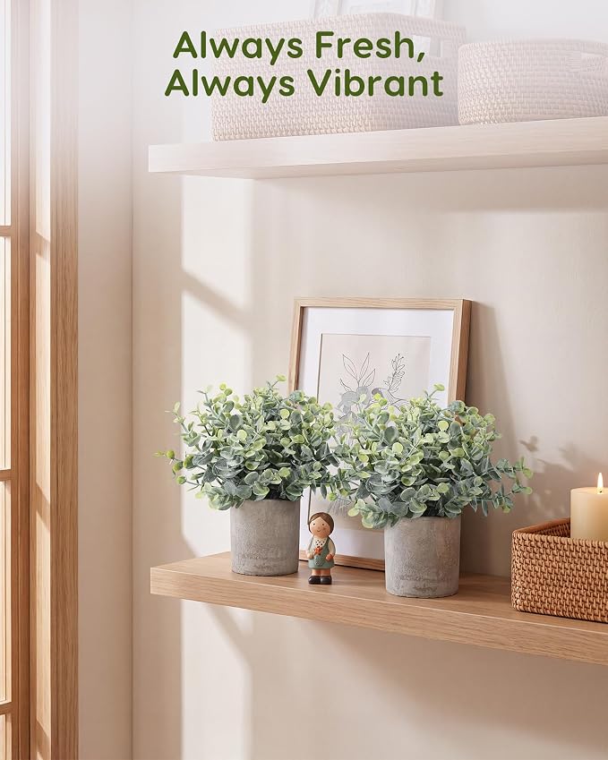 Velener 2 Pcs Small Fake Plants Eucalyptus, Artificial Plants Indoor - Image 9
