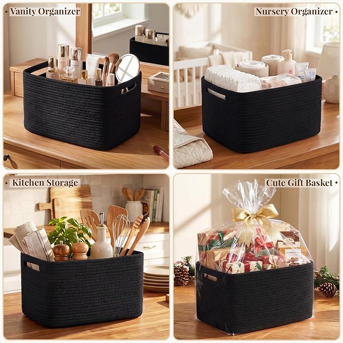 OIASKET 4Packs Natural Cotton Rope Storage Baskets - Image 8