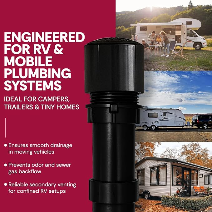 1-1/2" Male Threaded Vent Check 2 Secondary Venting Solution Air Admittance - Image 3