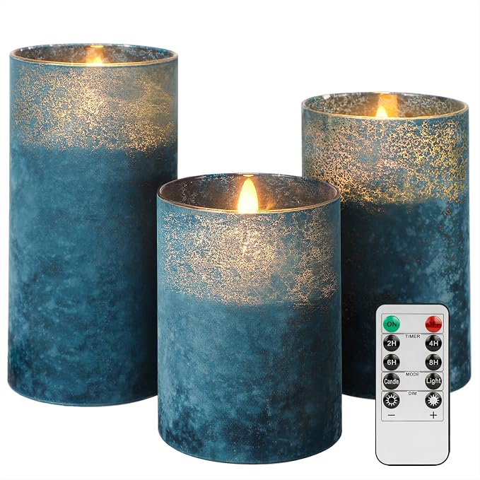ANGELLOONG Blue Candles, Flickering Flameless Candles by CandlesDecorYourHoliday