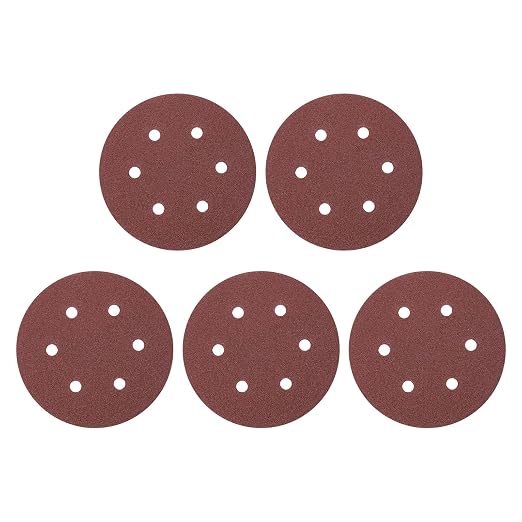 HARFINGTON 5 Pcs 6 Inch Sanding Discs 60 Grit Red Aluminum Oxide 6 Hole | Hook by HARFINGTON