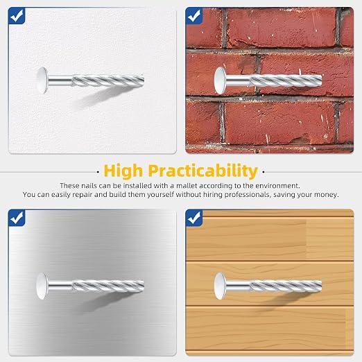 Glarks 50pcs 6.5 x 45mm Thread Twist Nail Kit, Zinc Plated Cement Nails - Image 6