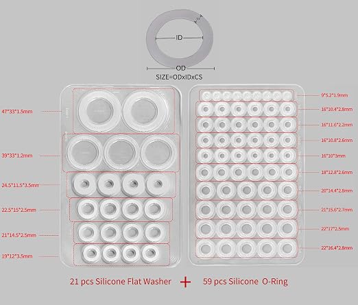 160 Pcs 16 Size Silicone Plumbing Flat Washers and O Ring Gasket Family Pack - Image 4