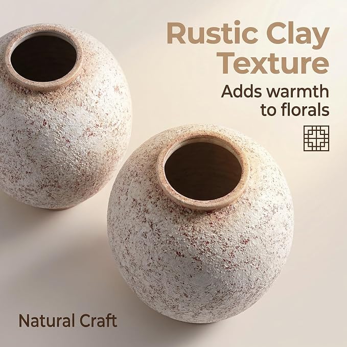 Large Round Ceramic Vase, 9.8“ H, Round & Tall, Indoor Table Living Room Decor - Image 4