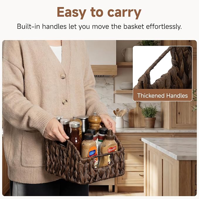 StorageWorks Pantry Baskets for Organizing, Handwoven Brown Baskets, Wicker - Image 3