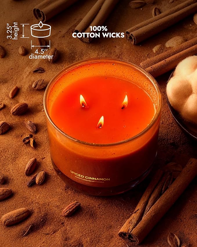 Luxury Spiced Cinnamon Candle | Large 3 Wick Jar Candle | Up to 40 Hours - Image 5