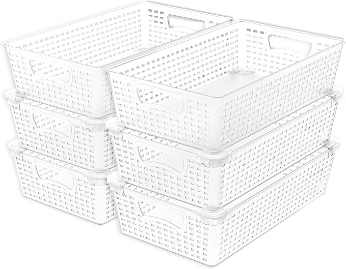 Simple Houseware Stackable Plastic Woven Basket Organizer, 6 Pack by SimpleHouseware