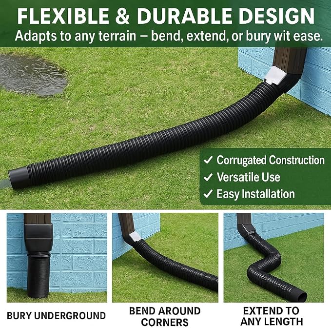 1 Pack Black Rain Gutter Downspout Extensions, Gutter Extender - Image 4