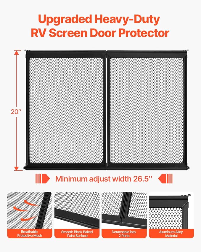 VEVOR RV Screen Door Protector, 26.5 x 20 inch Door Grille, Reinforced - Image 2
