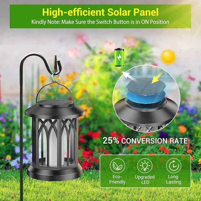 KOOPER Hanging Solar Lights Lantern Outdoor, Flickering Flames Solar Outdoor - Image 4