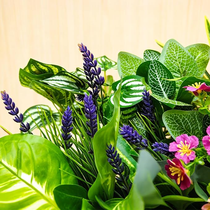 24 Pcs Artificial Plants for Outdoors Faux Greenery Leaves UV Resistant - Image 4