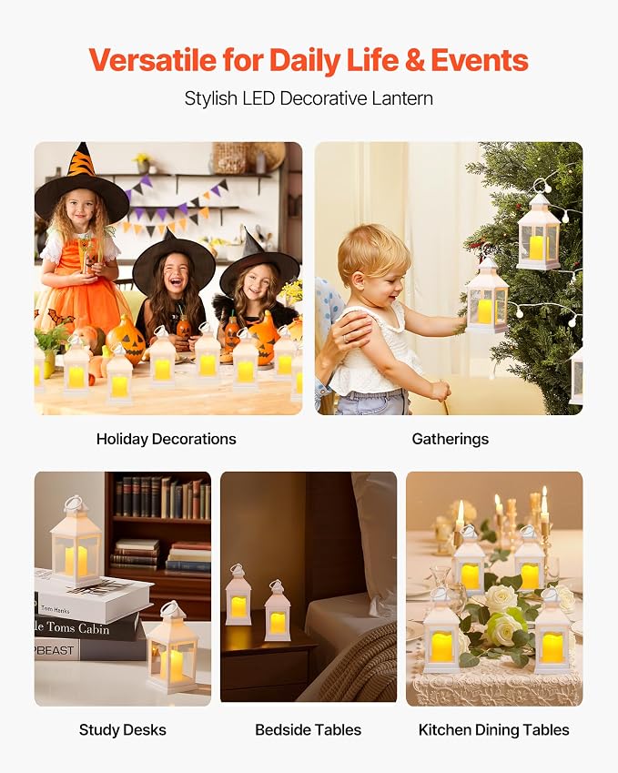 VEVOR 12 Pcs Decorative Candle Lantern, LED Electric Flameless Candle, Plastic - Image 6