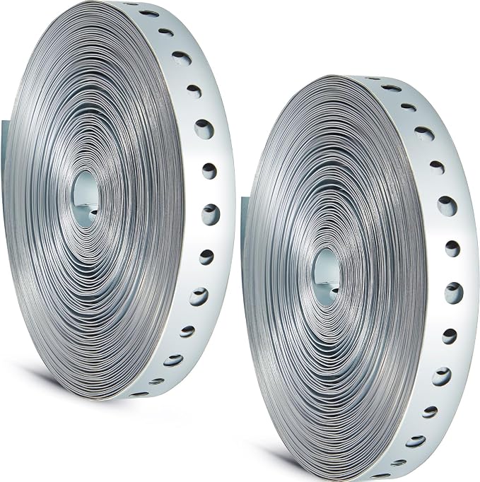 Gisafai 2 Rolls Galvanized Metal Pipe Strap 3/4 Inch x 50 ft 24 Gauge Total 100 by Gisafai