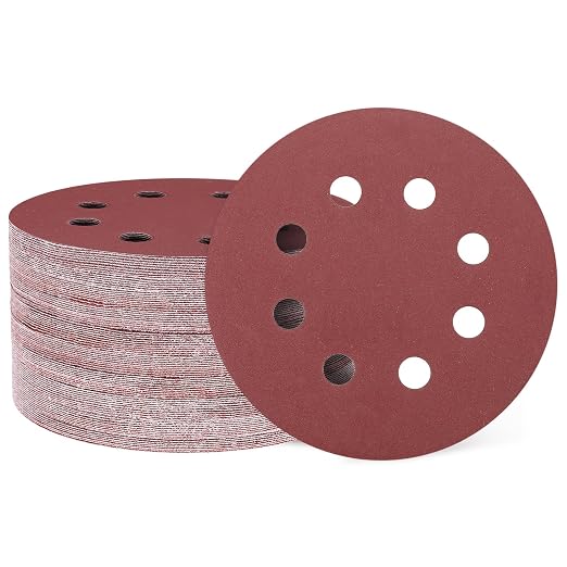 HARFINGTON 100 Pcs 5 Inch Sanding Discs 800 Grit Red Aluminum Oxide 8 Hole | by HARFINGTON