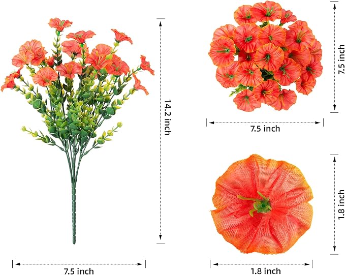 Artificial Flowers for Outdoors Fake Plants Spring Summer Decor, 12 Bundles - Image 6