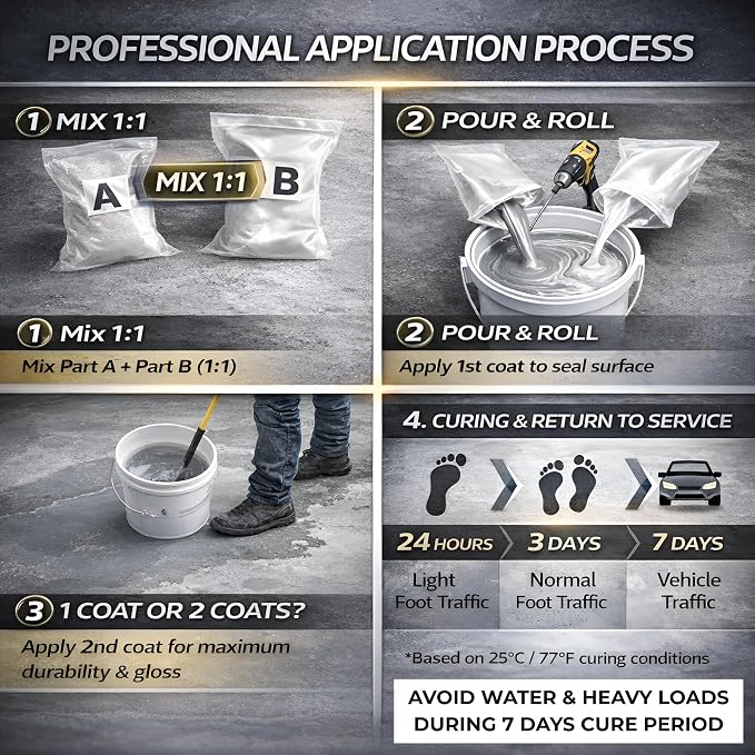 2-Part Epoxy Floor Coating | 1.06 Gal | 1:1 Mix Ratio | Low VOC, Garage & - Image 5