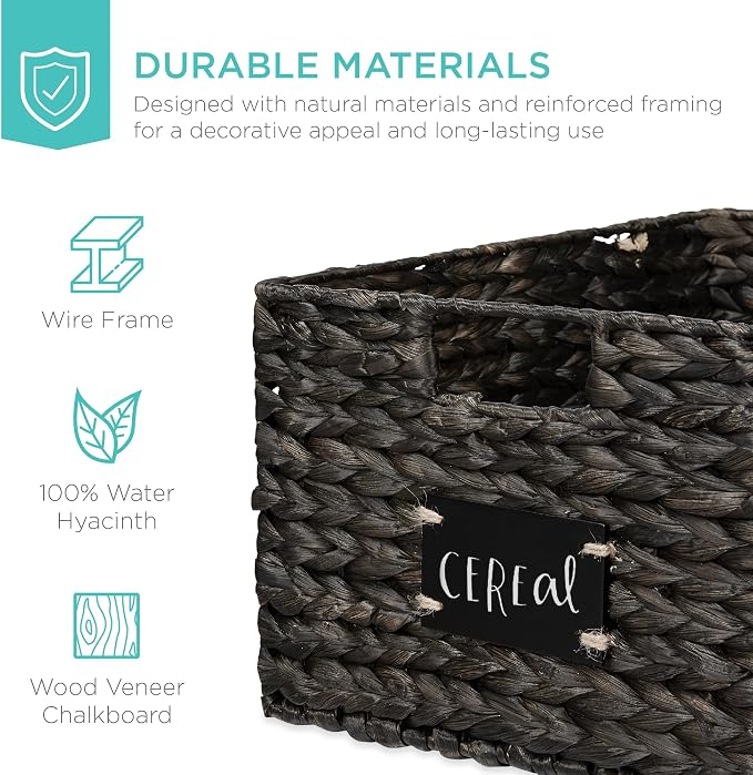 Best Choice Products Pantry Baskets Set of 2 16x12in Water Hyacinth Storage - Image 5