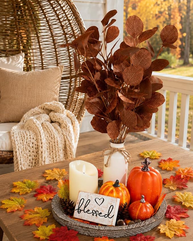 11 Pcs Fall Decor Tray Set, Rustic Farmhouse Decor Centerpieces - Image 9