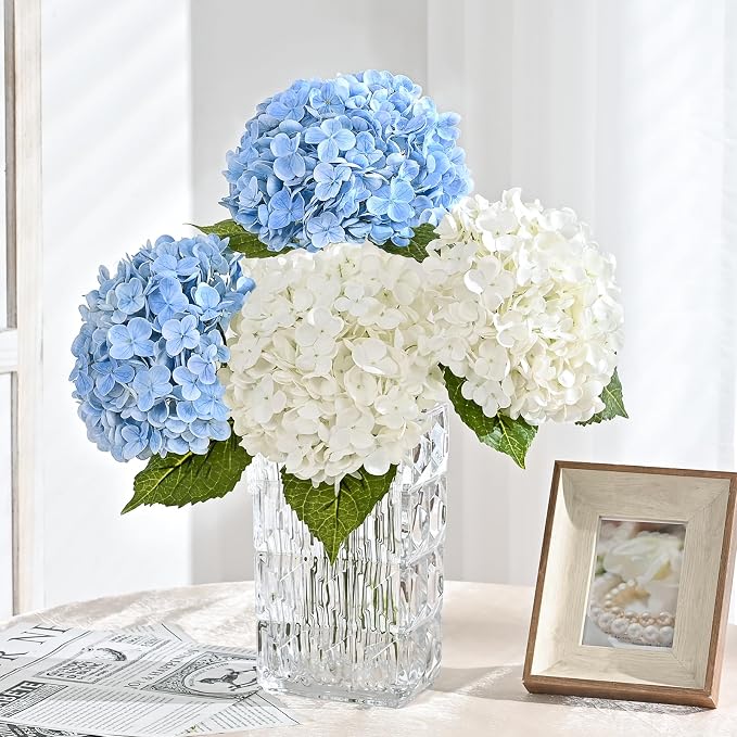 4Pcs 21in Latex Real Touch Hydrangea Artificial Flowers | Lifelike Large - Image 2