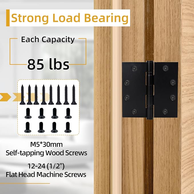 4.5 inch X 4.5 inch Heavy Duty Commercial Door Hinge | Black Hinges - Image 5
