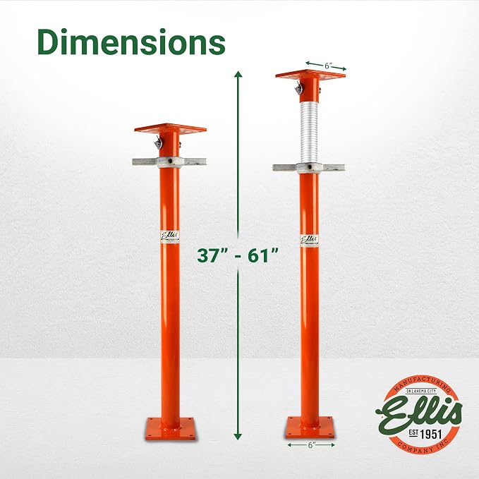 Ellis Manufacturing Light-Duty Steel, Construction Jack Post, Floor Leveling - Image 3