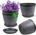 Quarut 4 Pack 8 Inch Flower Pots, Plastic Plant Pots by Quarut