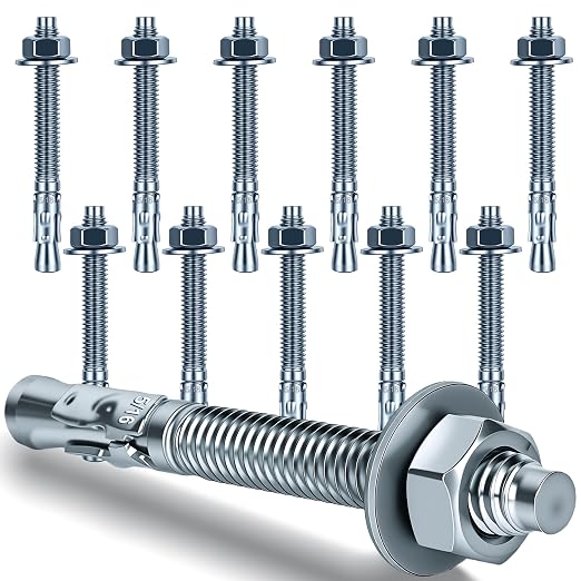 5/16 x 3 in Wedge Anchors 12 pcs Galvanized Concrete Anchors | Concrete Screw by Unknown