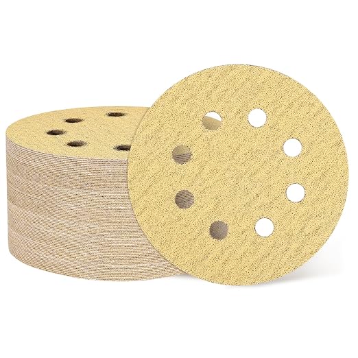 HARFINGTON 50Pcs 5Inch Sanding Discs 80Grit Yellow Aluminum Oxide 8 Hole | Hook by HARFINGTON